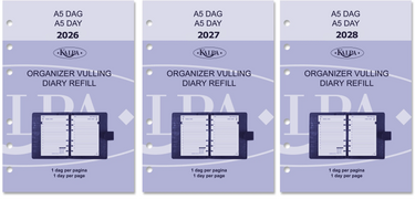 6301-26-27-28 210 x 144 mm A5 Planner Refills 1 day per page complete 2025 2026 2027 NL EN